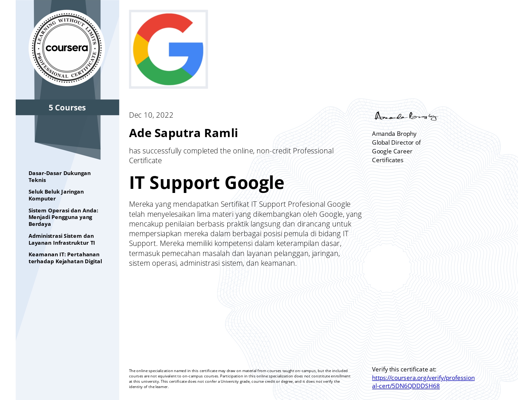 IT Support Profesional Google